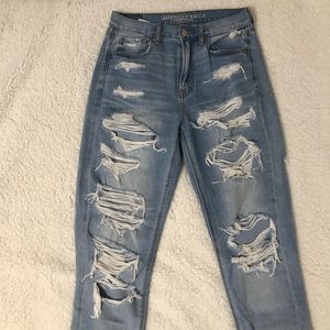 Distressed mom jeans